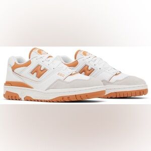 New Balance White and Orange Sneakers